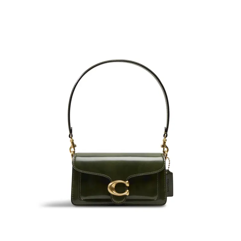 Spazzolato Leather Tabby Shoulder Bag 20 Olive