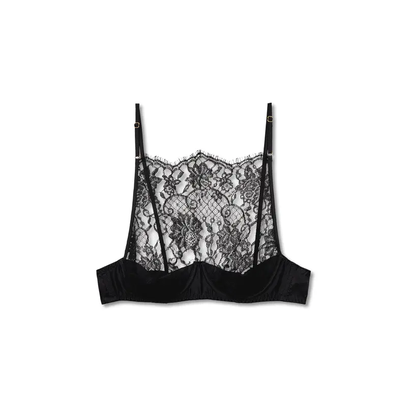 Hera High Neck Balconette Bra Lace Black