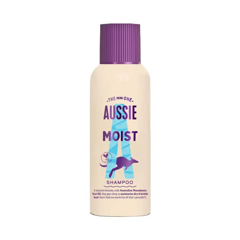 Aussie Miracle Moist Shampoo 100ml. Moisture-Quenching Formula to Revive Dry Hair