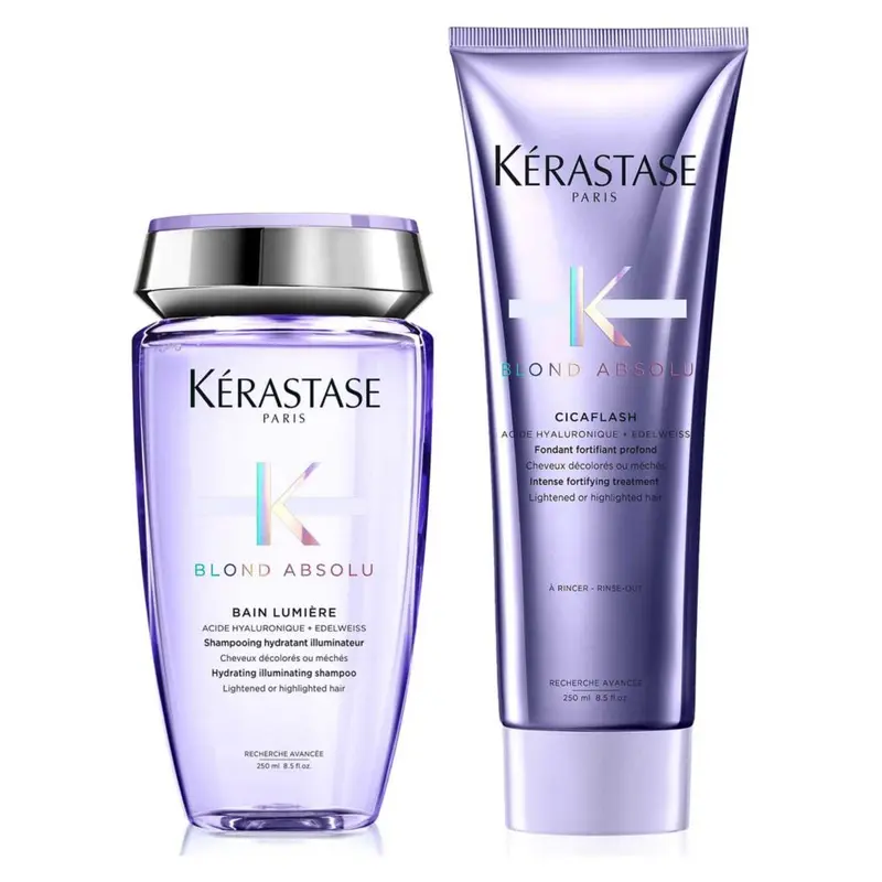 Krastase Blond Absolu Shampoo and Conditioner Set, Routine for Blonde Hair, Formulated With Hyaluronic Acid, Duo Set