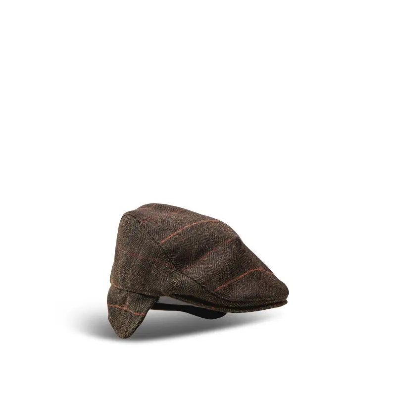 Barbour Cheviot Flat Cap Olive Herringbone