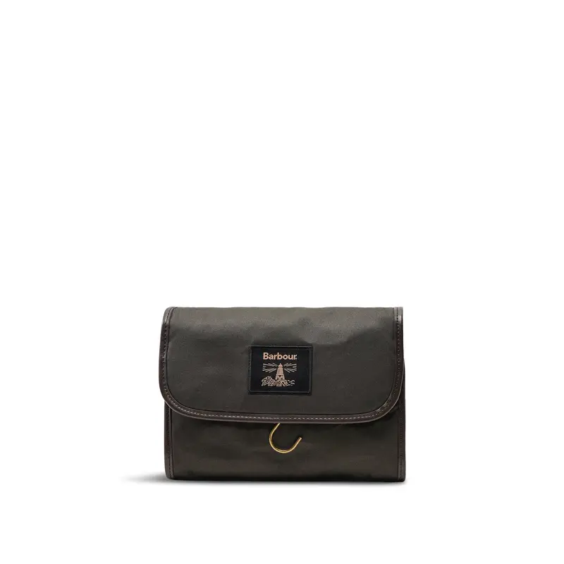 Barbour Wax Hanging Washbag Olive