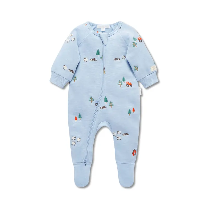 Embroidered Fleece Growsuit Organic Cotton