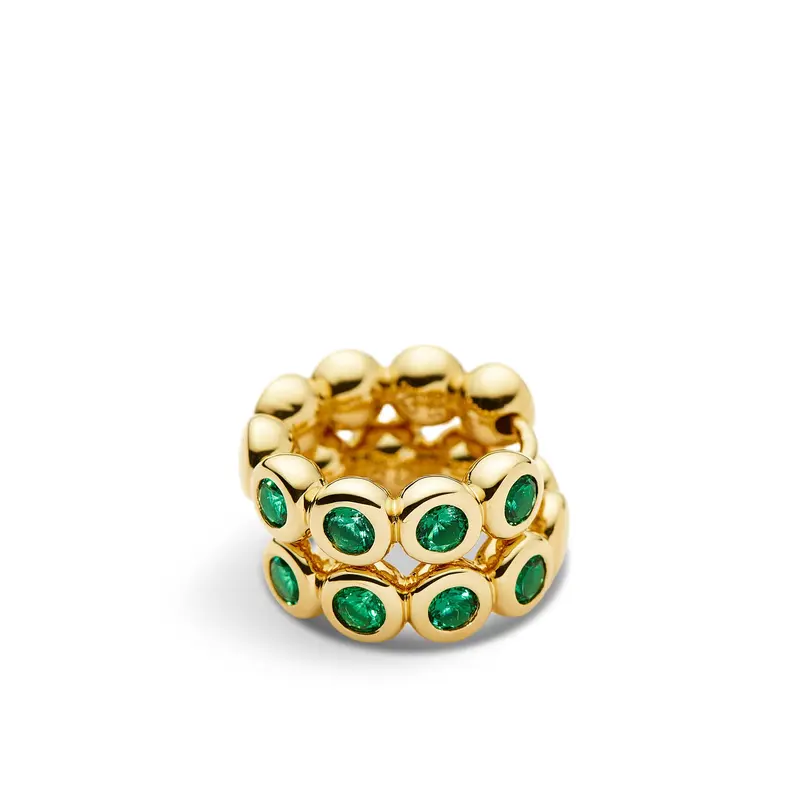 Tennis Small Hoop Earrings Gold/Green