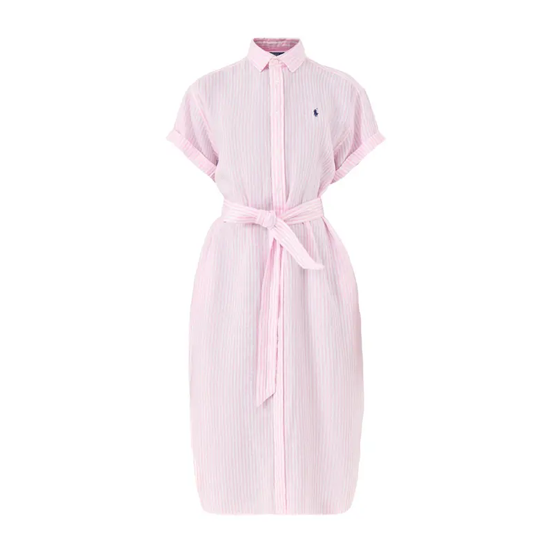 Woven Shirt Dress Dress 1880A White/Pink