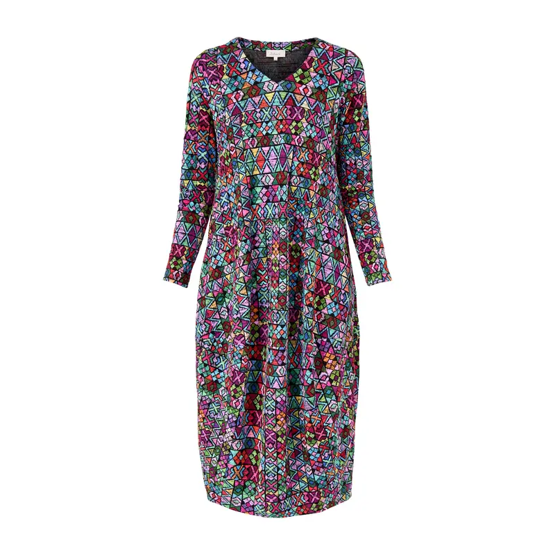 Peruvian Stitch Patchwork Dress Multi