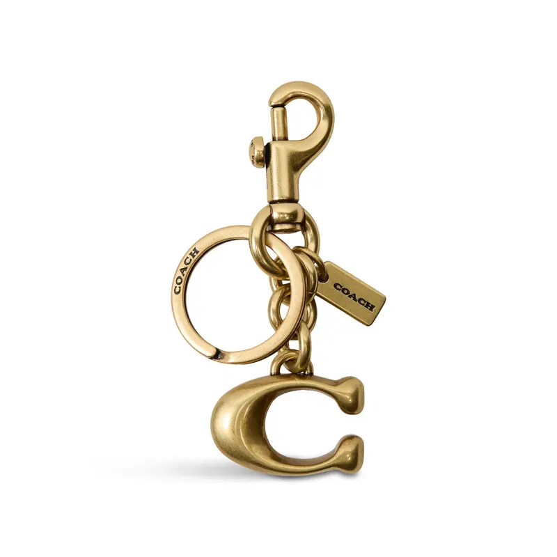 Solid C Bag Charm Brass