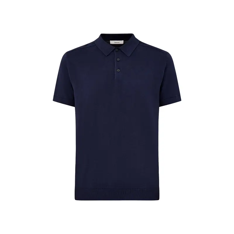 Short Sleeves Knitwear Polo Navy Blazer Melange