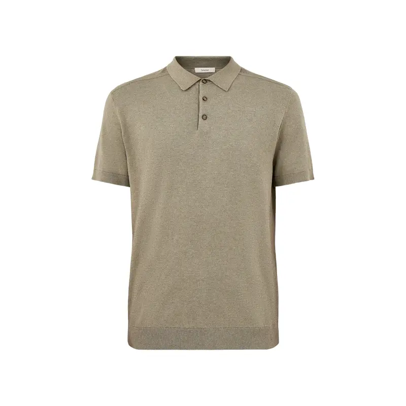 Short Sleeves Knitwear Polo Vetiver Melange
