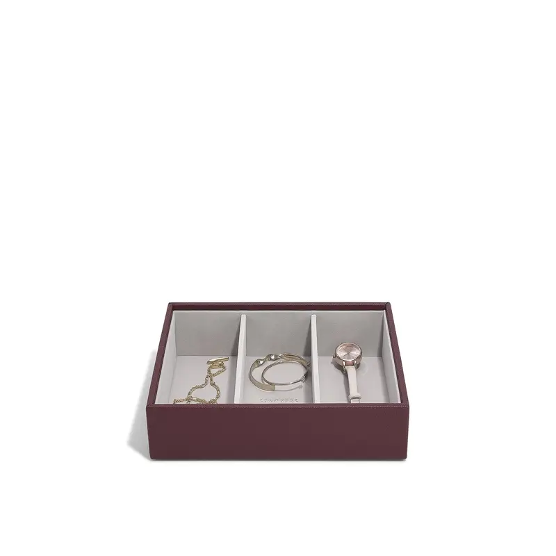 Classic Deep Jewellery Box 3 Layer Burgundy