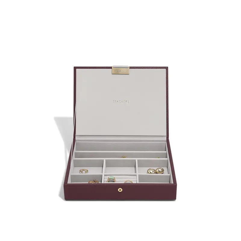 Classic Jewellery Box Set of 3 Burgundy