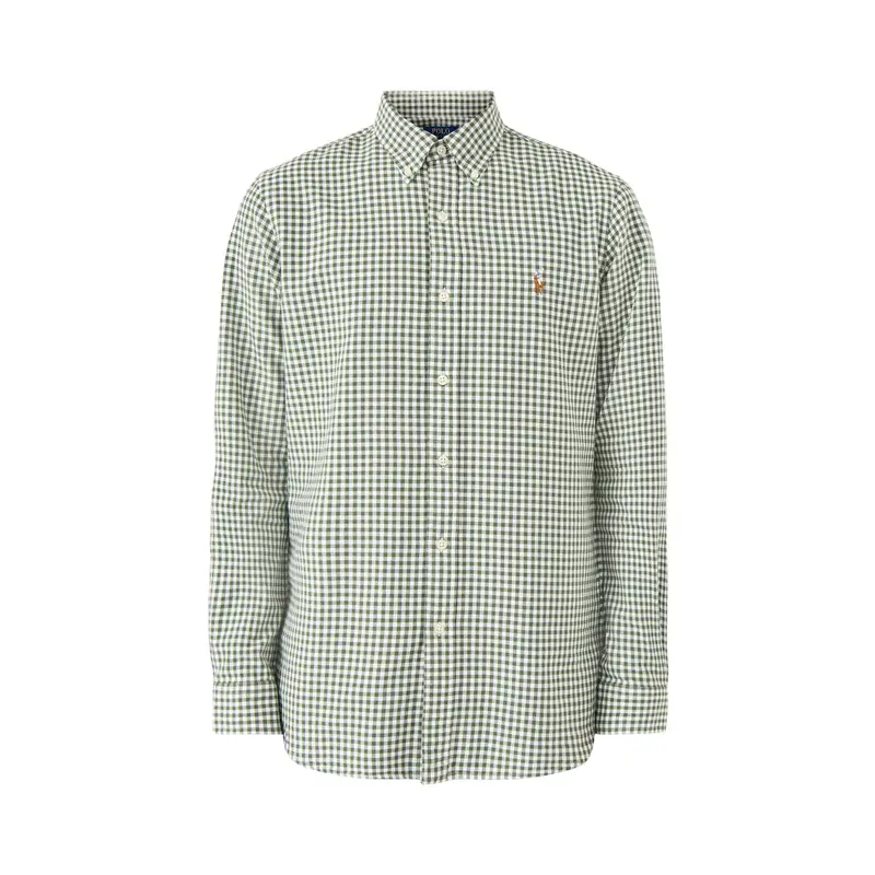 Custom Fit Oxfrod Gingham Check Shirt Shamrock White