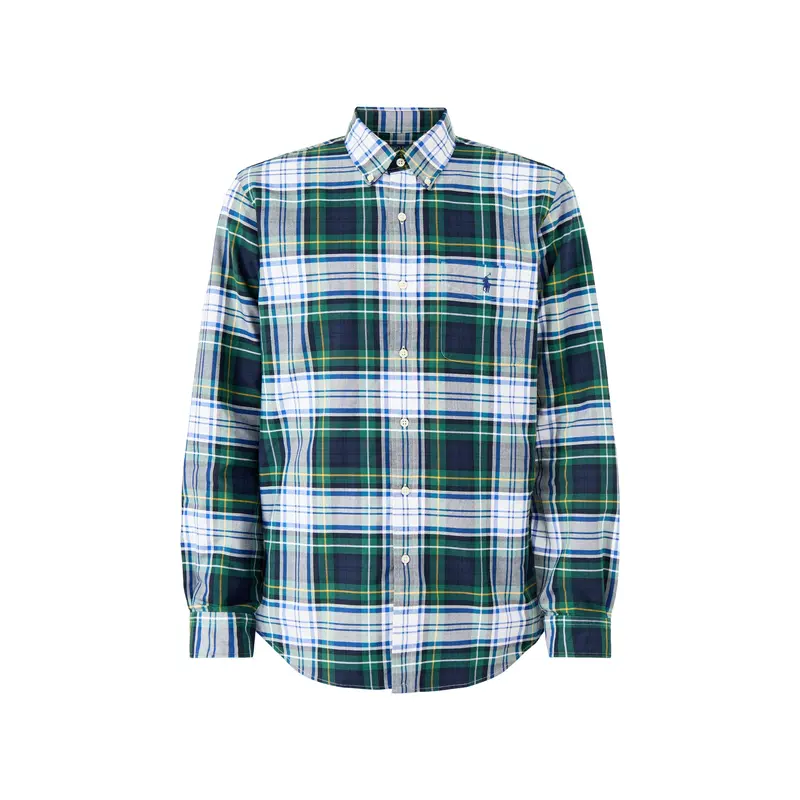 Custom Fit Tartan Oxford Shirt Green/Blue Multi
