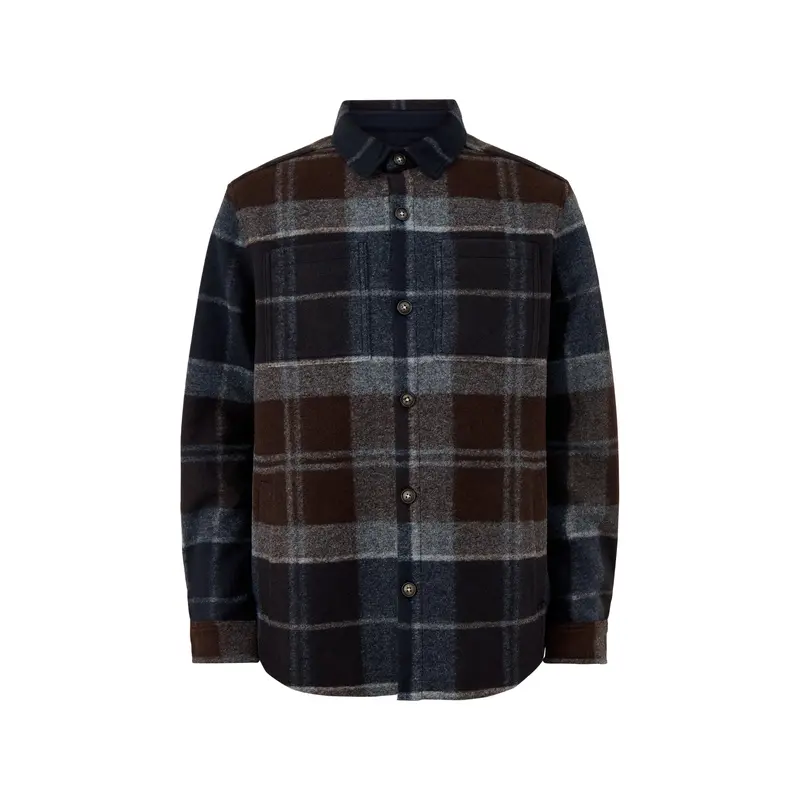 Chapter Tailored Check Overshirt Midnight Oak Tartan