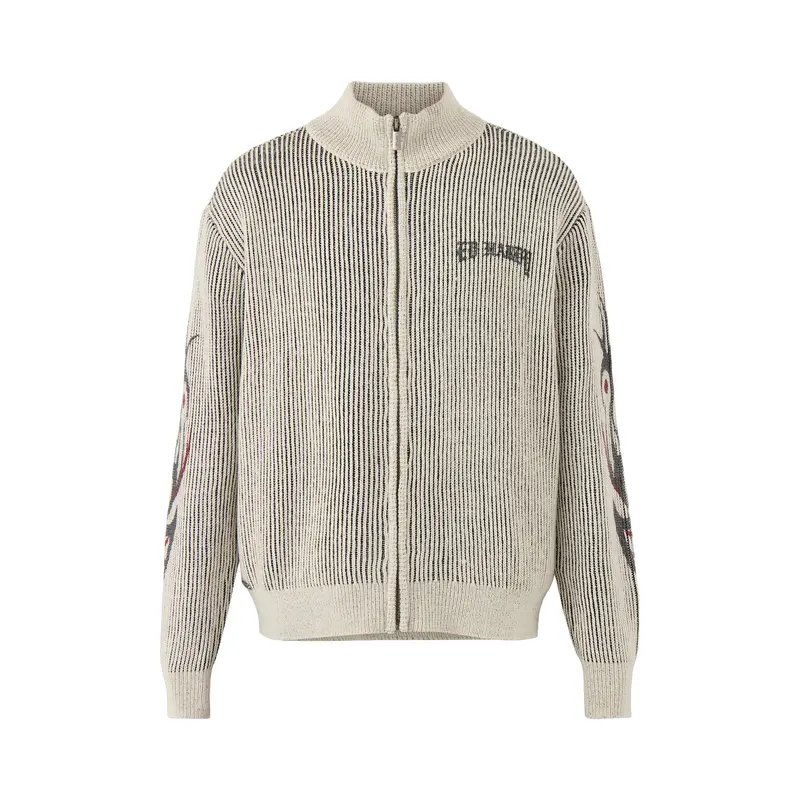 Life Before Honor Fur Detail Knitted Zip Thru Jacket White