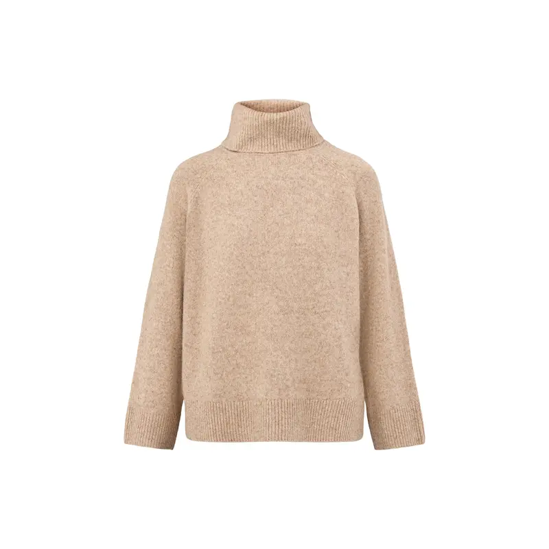Roll Neck Jumper Relaxed Fit Beige