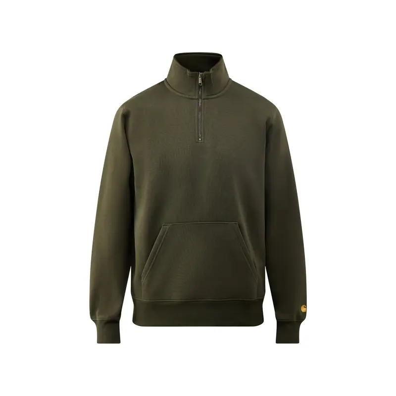 Chase Neck Zip Sweat Olive Gold