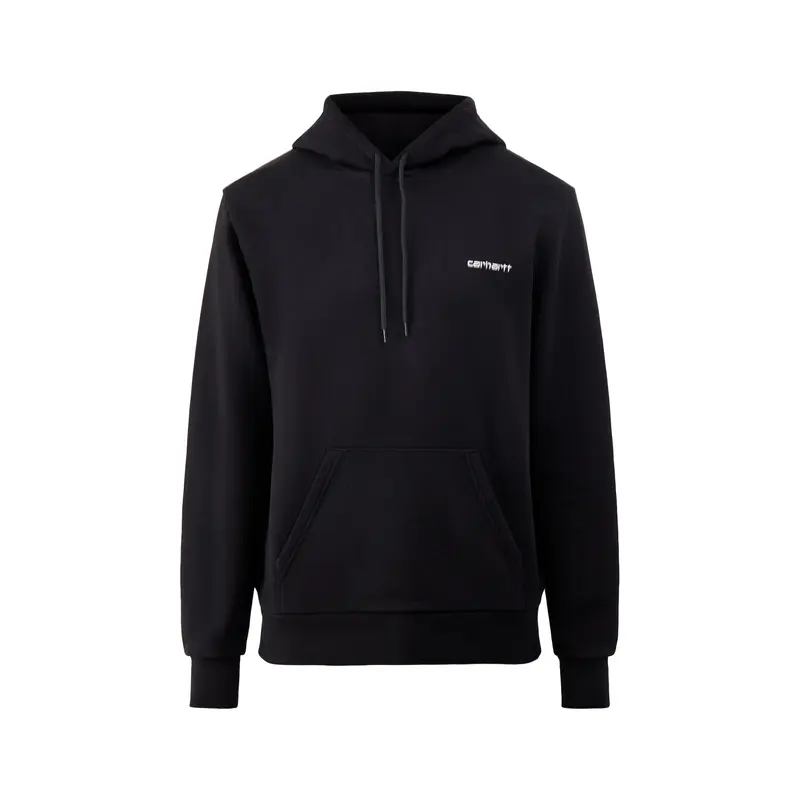 Hooded Script Embroidery Sweat Black White