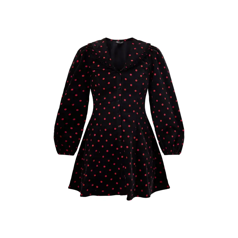 Cord Spot Mini Dress Black