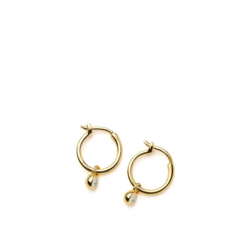 Tennis Charm Mini Hoop Earrings Gold