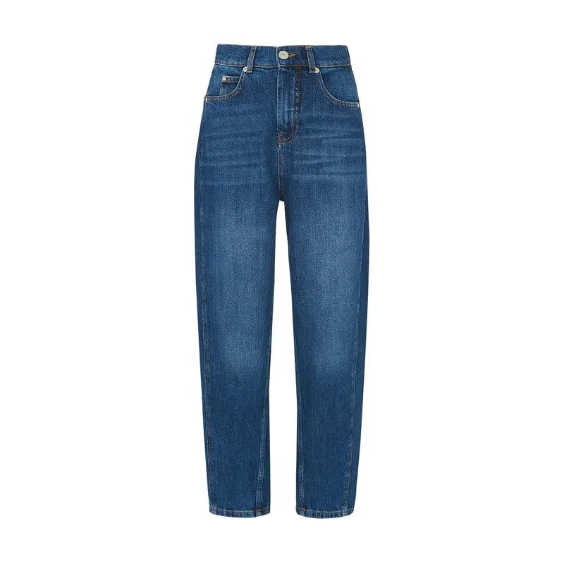 Denim High Waist Barrel Leg Jean