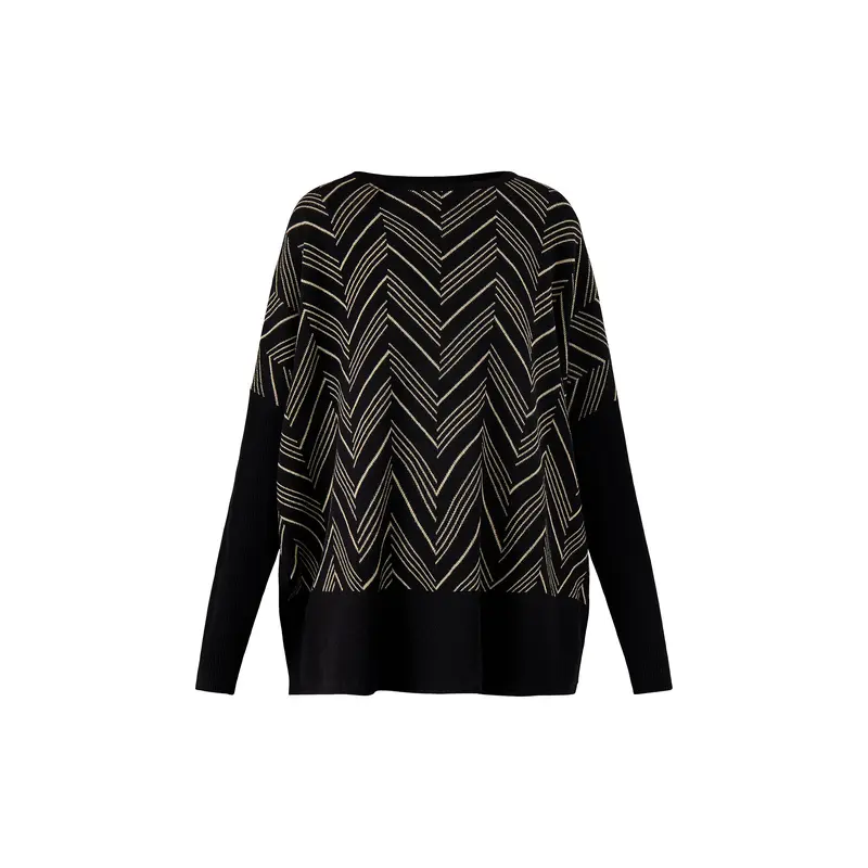 MaFeluca Lurex Jacquard Long Sleeve Top Black