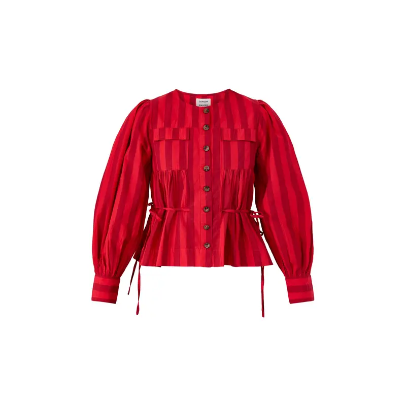 Charlize Blouse Red Burg Stripe