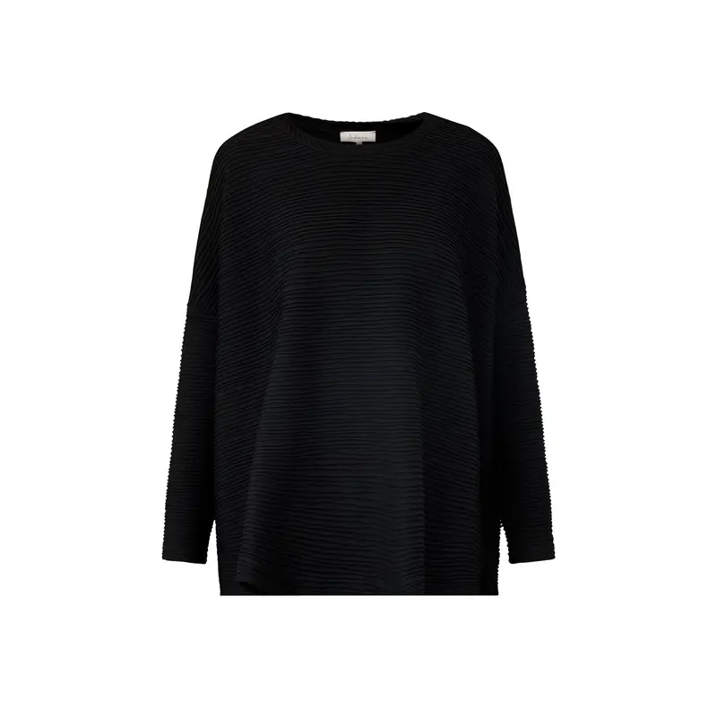 Textured Wave Viscose Jersey Top Black