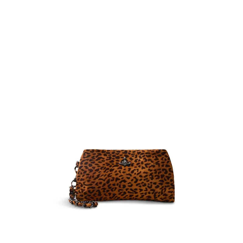 Sadie Wristlet Pouch Leather Leopard