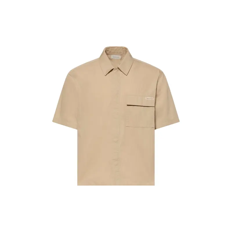 Relaxed Cotton Blend Short Sleeve Shirt