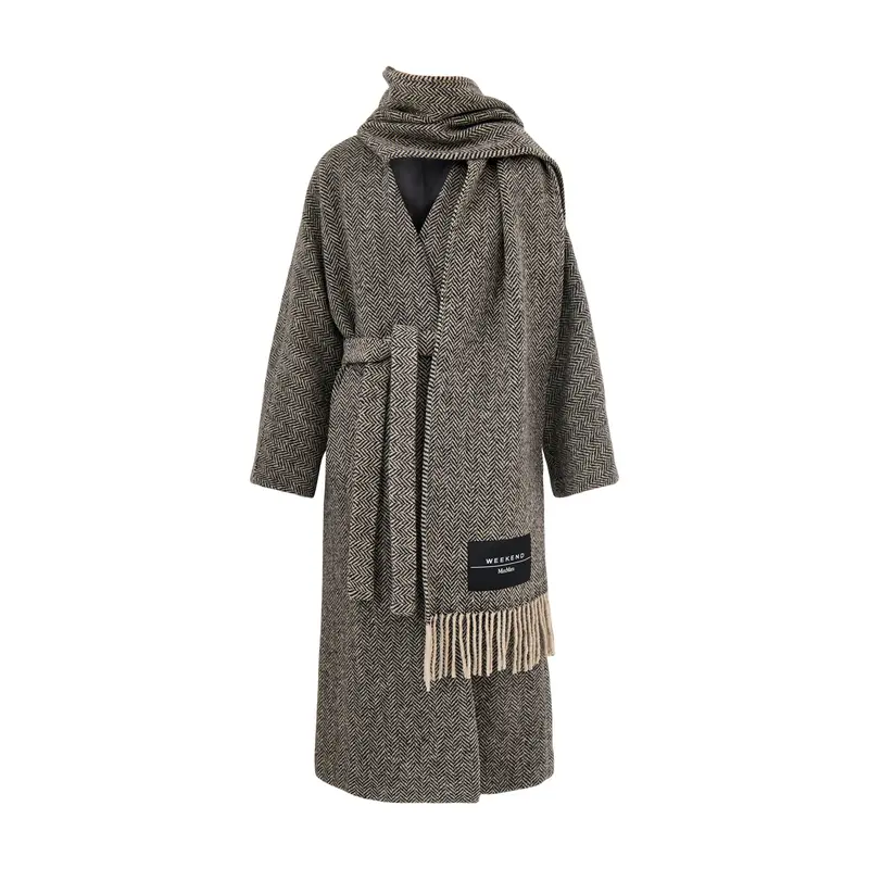 Zenica Coat With Matching Scarf Accessory Black