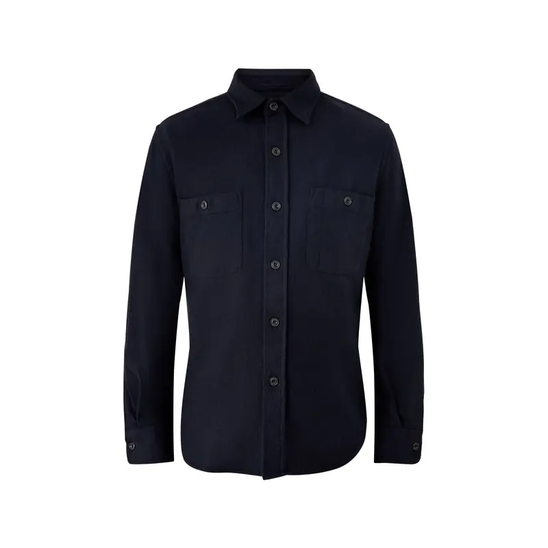Percey Washable Wool Woven Shirt Navy