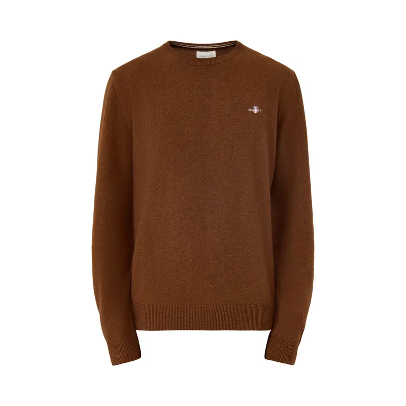 Superfine Lambswool Crewneck Mahogany Brown