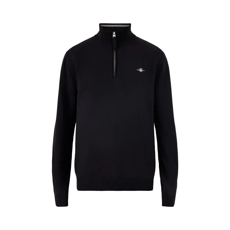 Superfine Lambswool Half Zip Black