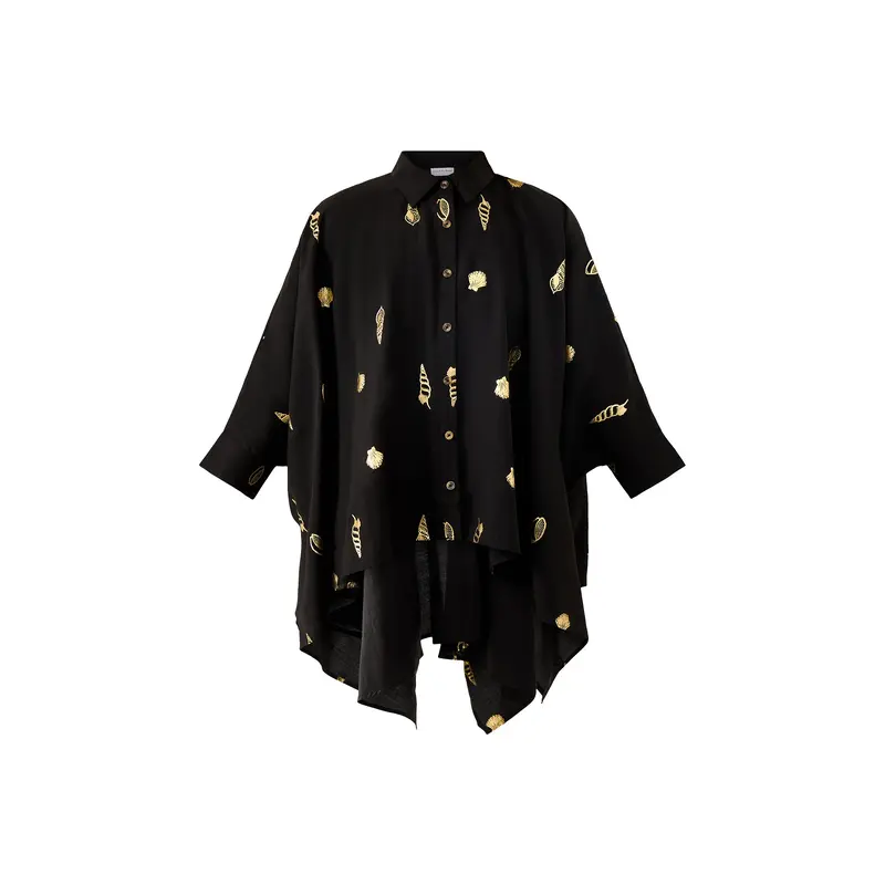 Black Shell Cape Shirt
