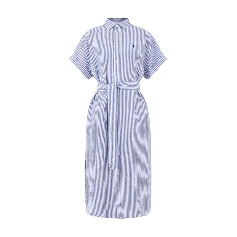 Woven Shirt Dress Dress White-Royal