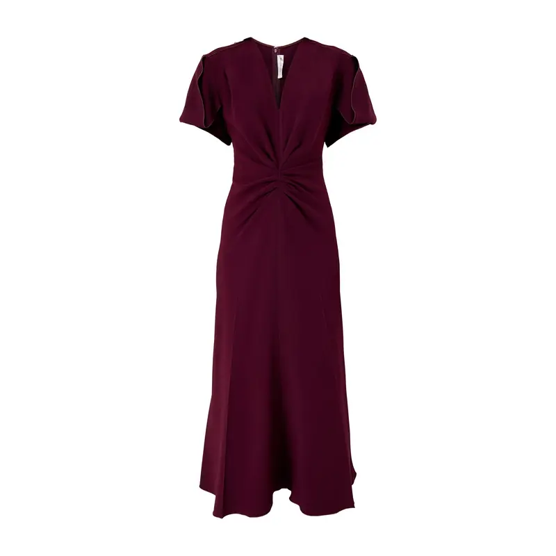 V-Neck Bella Midi Dress Merlot