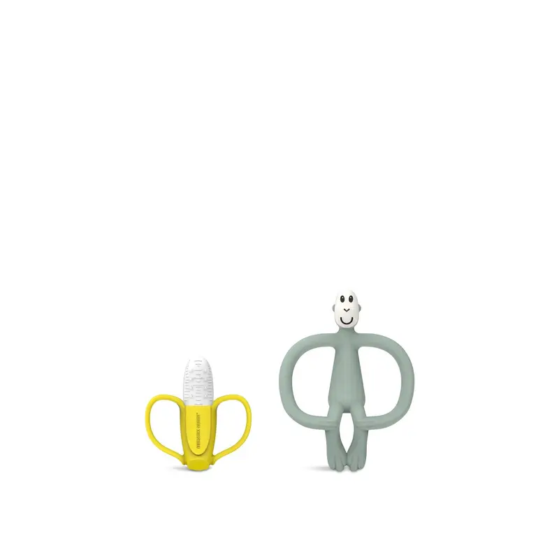 Banana and Monkey Teether Set Mint Green
