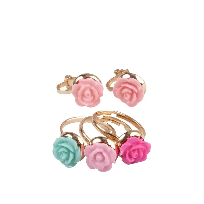 Rose Rings And Earrings Set