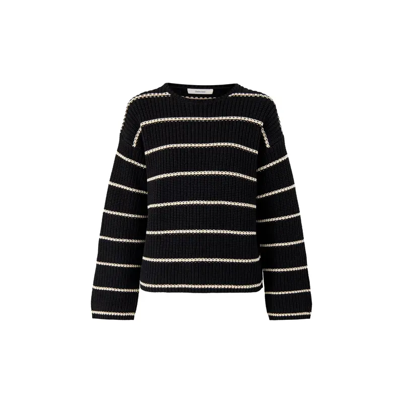 Selma Sus Knit O Neck Black Birch