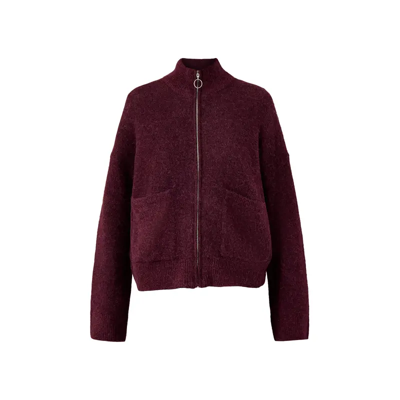 Sia Knit Zipper Cardigan Fig Melange