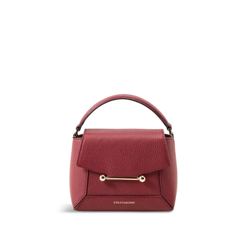 Mosaic Nano Grain Leather Crossbody Bag Oxblood