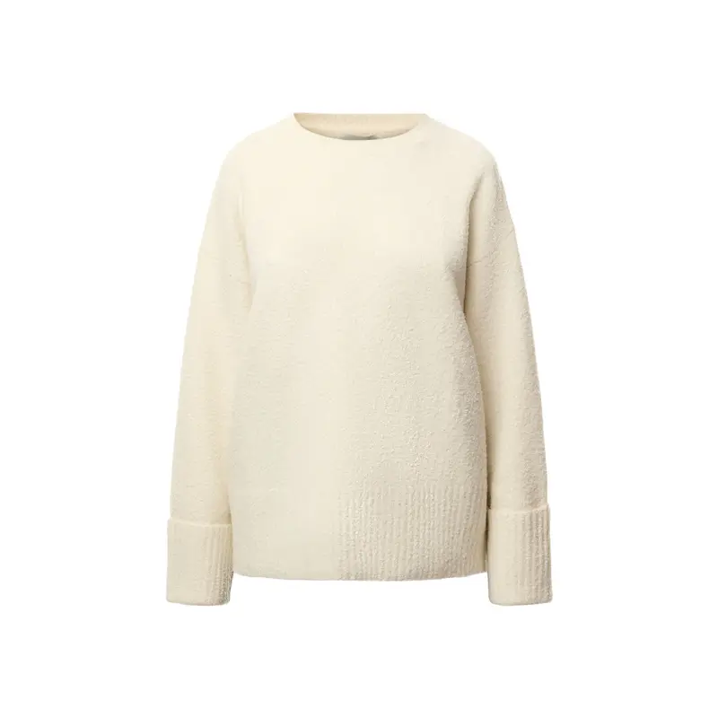 Oversized Borg Fleece Funnel Neck Jumper Cream
