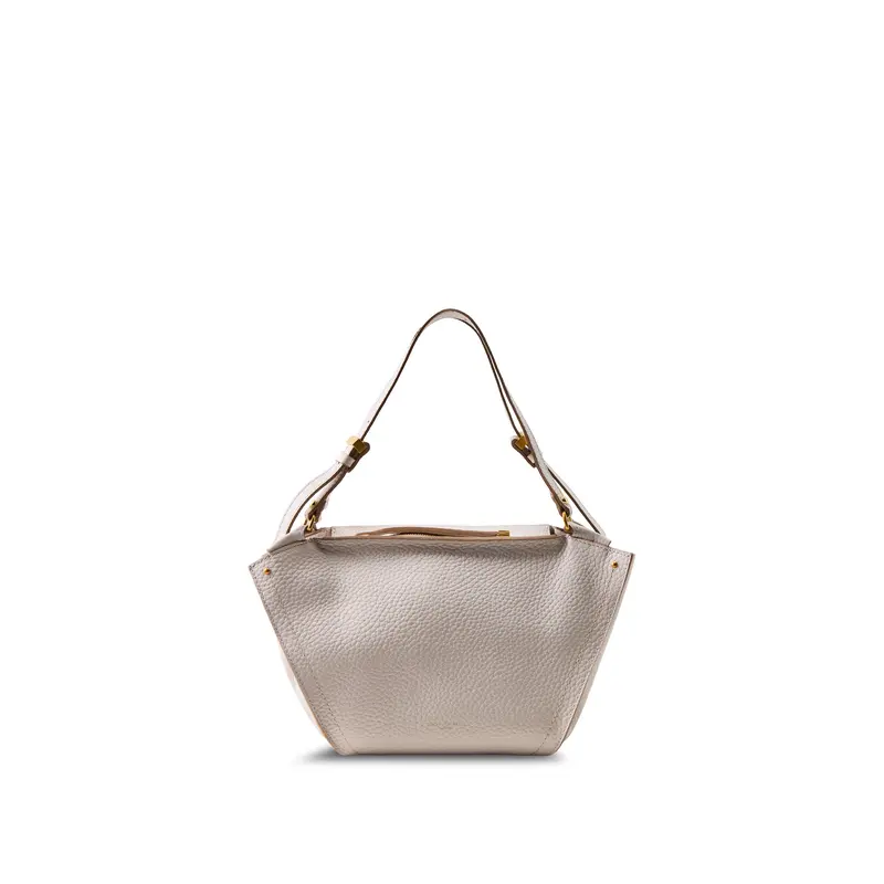 Bloom Structured Leather Tote Bag Beige