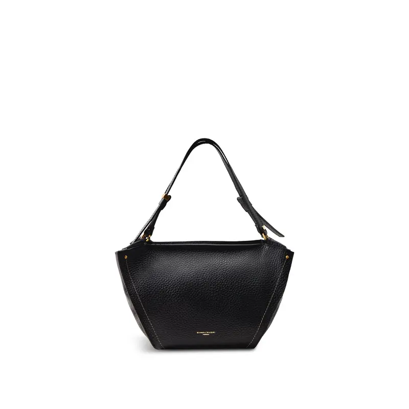 Bloom Structured Leather Tote Bag Black