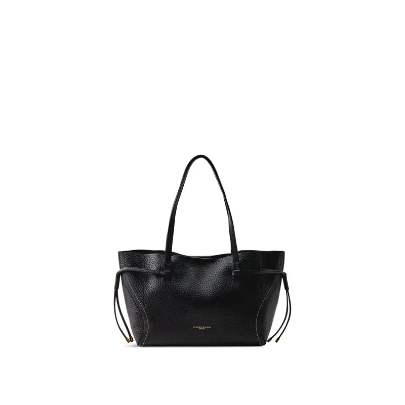 Violette Structured Leather Tote Bag Black