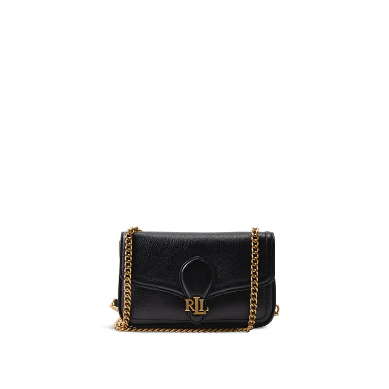 Bradley Large Leather Wallet On Chain Black