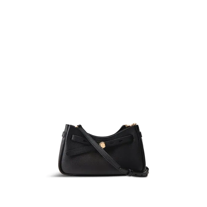 Romy Zip Top Leather Crossbody Black