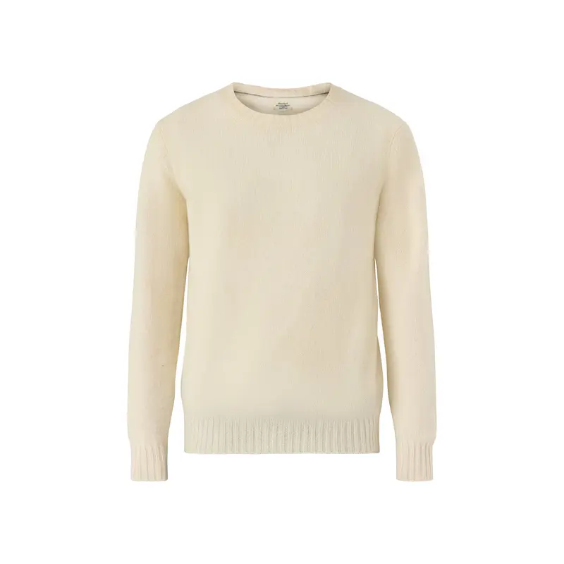 Brushed Shetland Crew Knit Ecru