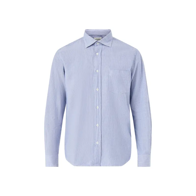 Light Twill Indigo Stripe Shirt Blue